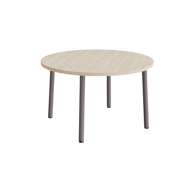 Bord Add 590, &Oslash;1200 mm, h&oslash;jde 720 mm, lydd&aelig;mpende hvidpigmenteret eg laminat p&aring; gr&aring;t stel