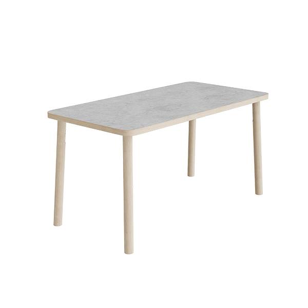 Bord Add Wood 590 1400x700 mm H&oslash;jde 720 mm med lys gr&aring; linoleum, massivt tr&aelig;ben