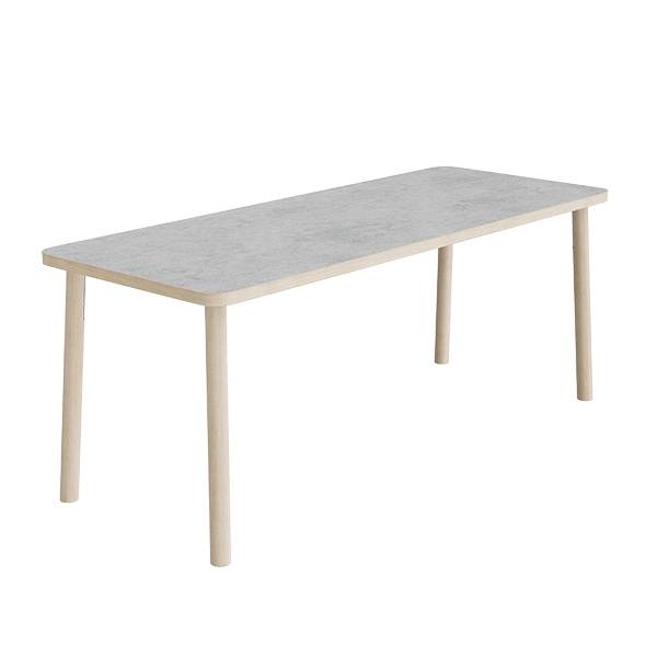 Bord Add Wood 590 1800x700 mm H&oslash;jde 720 mm med lys gr&aring; linoleum, massivt tr&aelig;ben