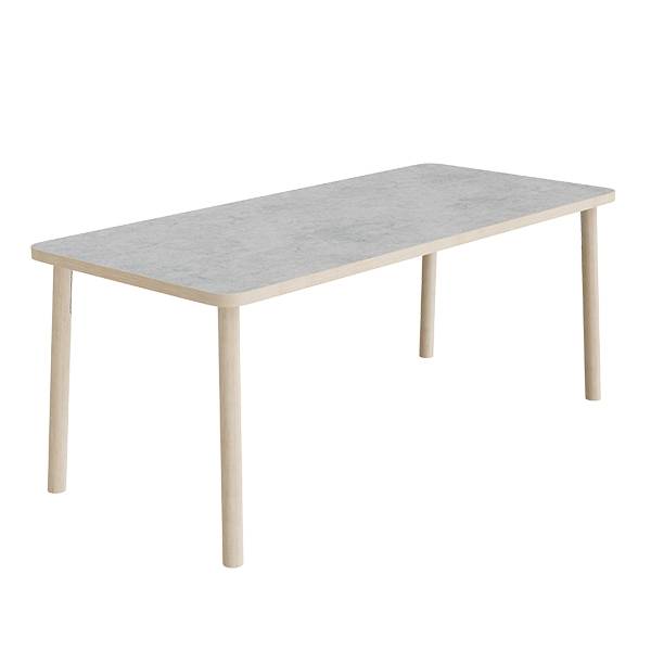 Bord Add Wood 590 1800x800 mm H&oslash;jde 720 mm med lys gr&aring; linoleum, massivt tr&aelig;ben