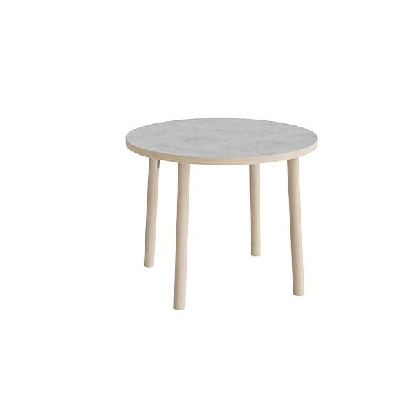 Bord Add Wood 590, &Oslash; 900 mm, h&oslash;jde 720 mm, lys gr&aring; linoleum p&aring; massivt tr&aelig;ben