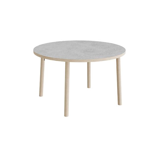 Bord Add Wood 590, &Oslash;1200 mm, h&oslash;jde 720 mm, lys gr&aring; linoleum p&aring; massivt tr&aelig;ben