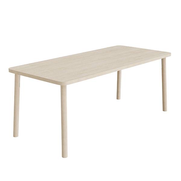 Bord Add Wood 590 1800x800 mm H&oslash;jde 720 mm med lydd&aelig;mpende hvidpigmenteret eg laminat, massivt tr&aelig;ben