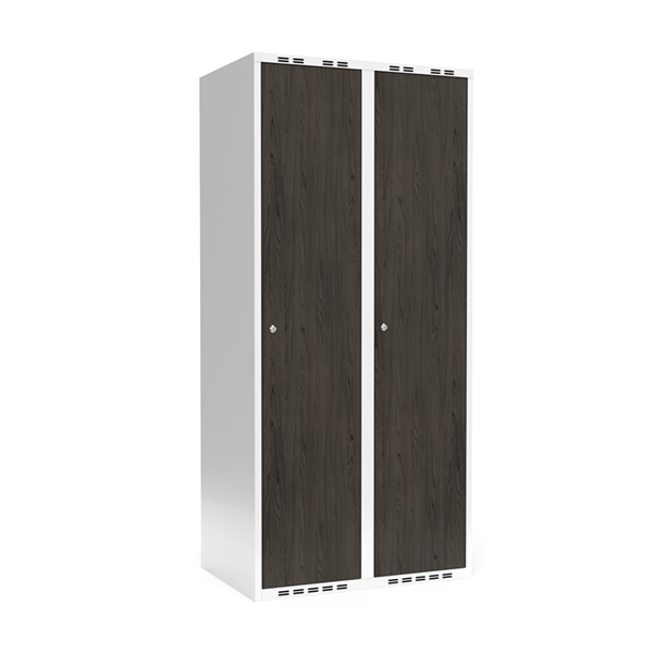 Garderobeskab 2x400 mm Lige tag Hel s&oslash;jle Laminat d&oslash;r Nocturne wood Cylinderl&aring;s