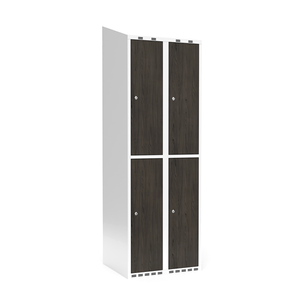 Garderobeskab 2x300 mm Skr&aring;t tag 2-delt s&oslash;jle Laminat d&oslash;r Nocturne wood Cylinderl&aring;s