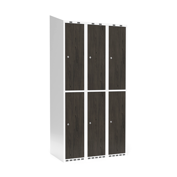 Garderobeskab 3x300 mm Skr&aring;t tag 2-delt s&oslash;jle Laminat d&oslash;r Nocturne wood Cylinderl&aring;s