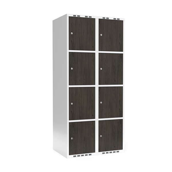 Garderobeskab 2x400 mm Lige tag 4-delt s&oslash;jle Laminat d&oslash;r Nocturne wood Cylinderl&aring;s
