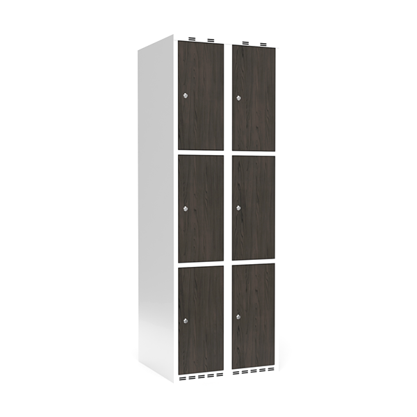 Garderobeskab 2x300 mm Lige tag 3-delt s&oslash;jle Laminat d&oslash;r Nocturne wood Cylinderl&aring;s