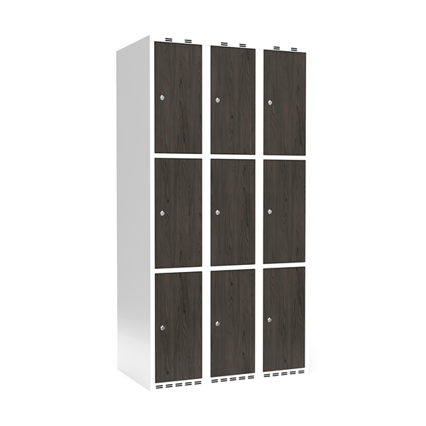 Garderobeskab 3x300 mm Lige tag 3-delt s&oslash;jle Laminat d&oslash;r Nocturne wood Cylinderl&aring;s