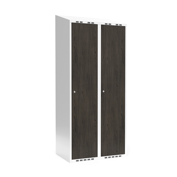 Garderobeskab 2x400 mm Skr&aring;t tag Hel s&oslash;jle Laminat d&oslash;r Nocturne wood Cylinderl&aring;s