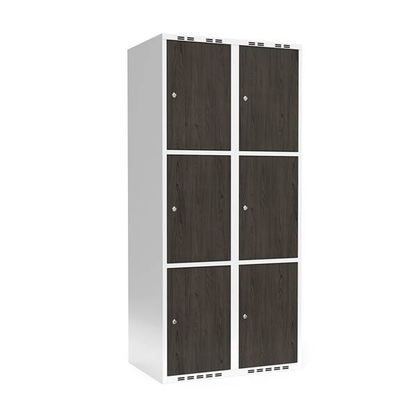 Garderobeskab 2x400 mm Lige tag 3-delt s&oslash;jle Laminat d&oslash;r Nocturne wood Cylinderl&aring;s