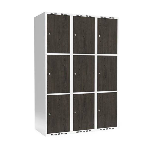 Garderobeskab 3x400 mm Lige tag 3-delt s&oslash;jle Laminat d&oslash;r Nocturne wood Cylinderl&aring;s