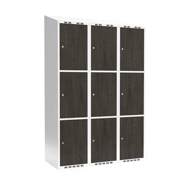 Garderobeskab 3x400 mm Skr&aring;t tag 3-delt s&oslash;jle Laminat d&oslash;r Nocturne wood Cylinderl&aring;s