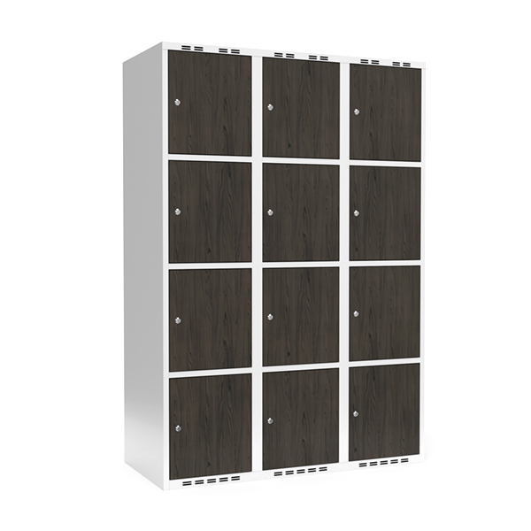 Garderobeskab 3x400 mm Lige tag 4-delt s&oslash;jle Laminat d&oslash;r Nocturne wood Cylinderl&aring;s