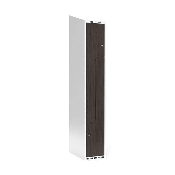 Garderobeskab 1x300 mm Skr&aring;t tag 2-delt s&oslash;jle Z-d&oslash;r Laminat d&oslash;r Nocturne wood Cylinderl&aring;s