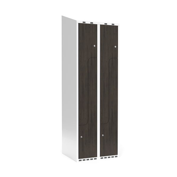 Garderobeskab 2x300 mm Skr&aring;t tag 2-delt s&oslash;jle Z-d&oslash;r Laminat d&oslash;r Nocturne wood Cylinderl&aring;s