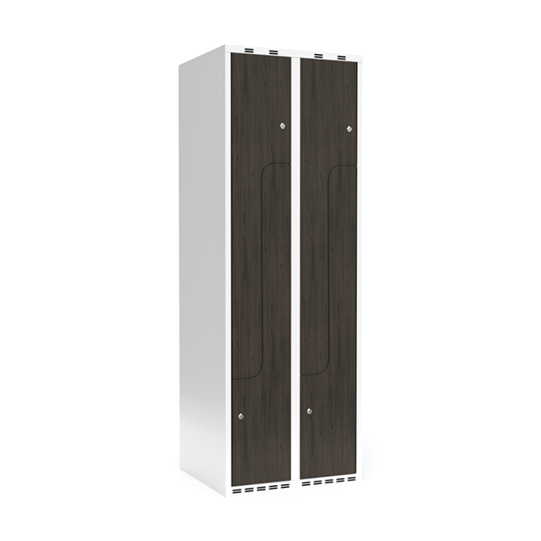 Garderobeskab 2x300 mm Lige tag 2-delt s&oslash;jle Z-d&oslash;r Laminat d&oslash;r Nocturne wood Cylinderl&aring;s