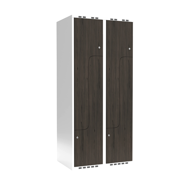 Garderobeskab 2x400 mm Lige tag 2-delt s&oslash;jle Z-d&oslash;r Laminat d&oslash;r Nocturne wood Cylinderl&aring;s