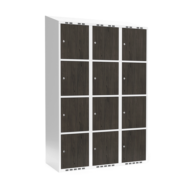 Garderobeskab 3x400 mm Skr&aring;t tag 4-delt s&oslash;jle Laminat d&oslash;r Nocturne wood Cylinderl&aring;s
