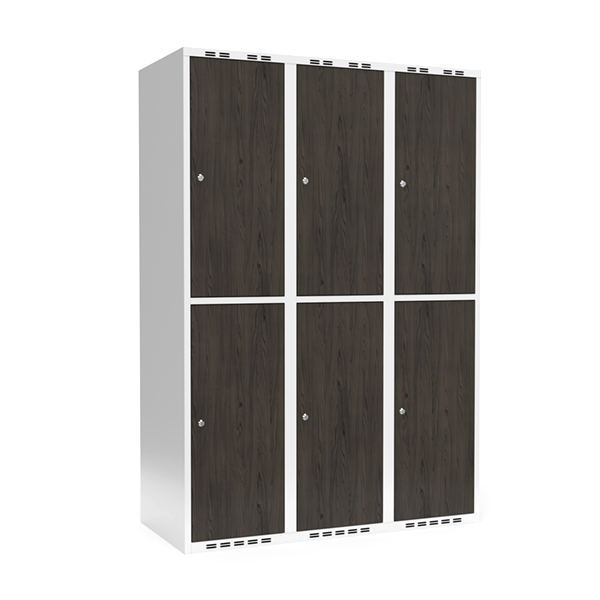 Garderobeskab 3x400 mm Lige tag 2-delt s&oslash;jle Laminat d&oslash;r Nocturne wood Cylinderl&aring;s
