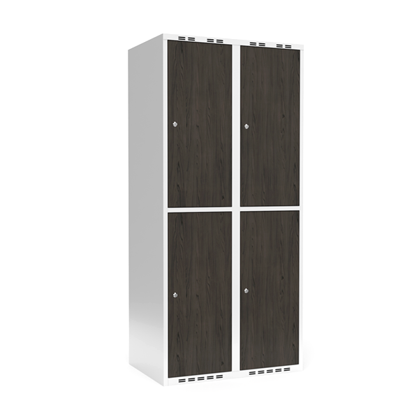 Garderobeskab 2x400 mm Lige tag 2-delt s&oslash;jle Laminat d&oslash;r Nocturne wood Cylinderl&aring;s