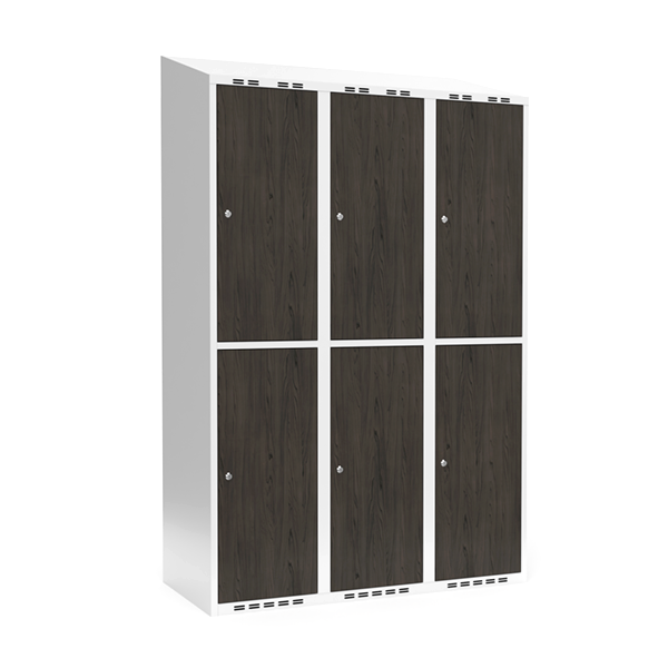 Garderobeskab 3x400 mm Skr&aring;t tag 2-delt s&oslash;jle Laminat d&oslash;r Nocturne wood Cylinderl&aring;s