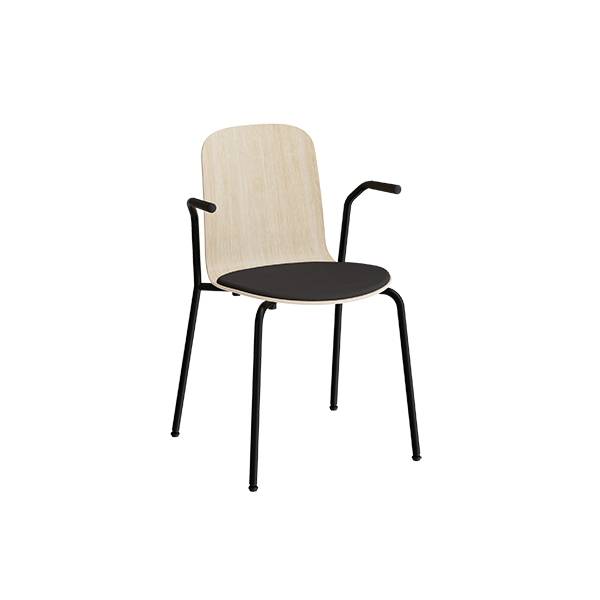 Stol Add 5901 hvidpigmenteret eg, polstret s&aelig;de i sort tekstil, sort stel