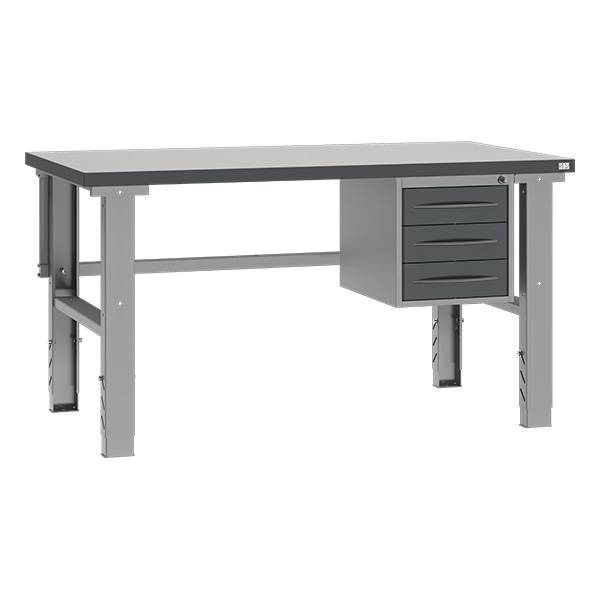 Fileb&aelig;nk 1500x800 mm inkl. skuffesektion (3 skuffer)