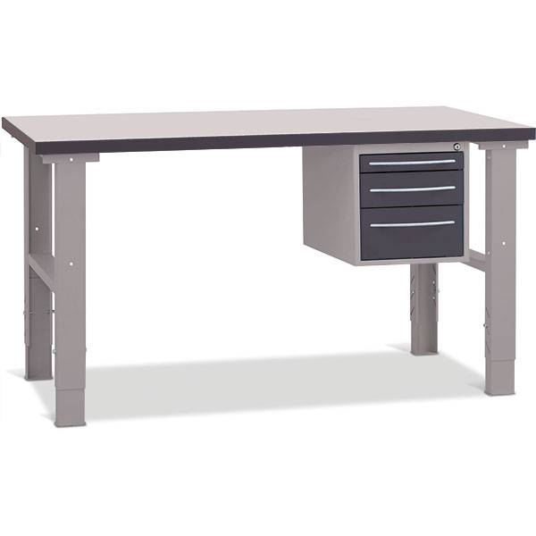 Fileb&aelig;nk 1500x800 mm inkl. skuffesektion (3 skuffer)