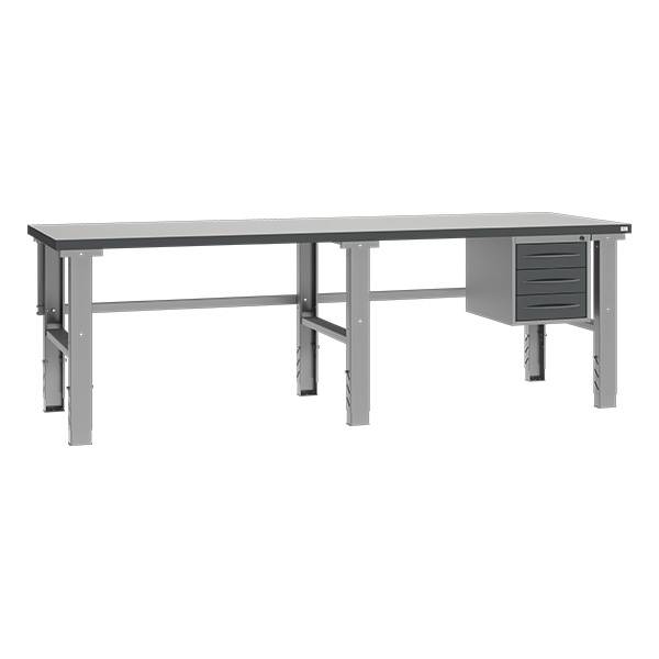 Fileb&aelig;nk 2500x800 mm inkl. skuffesektion (3 skuffer)