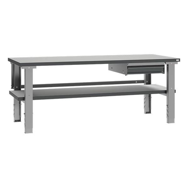 Fileb&aelig;nk 2000x800 mm enkeltskuffe og underhylde
