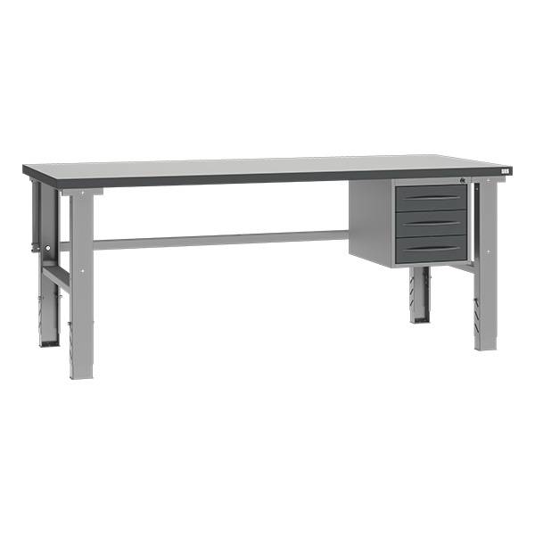 Fileb&aelig;nk 2000x800 mm inkl. skuffesektion (3 skuffer)